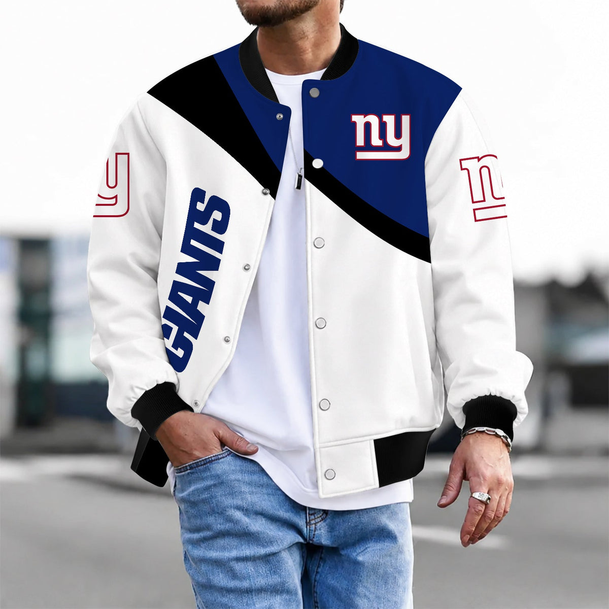[TOUCHDOWN DEAL] NEW CUSTOMIZED NFL32 NYG NEW YORK GIANTS SATIN VARSITY & BASEBALL JACKET
