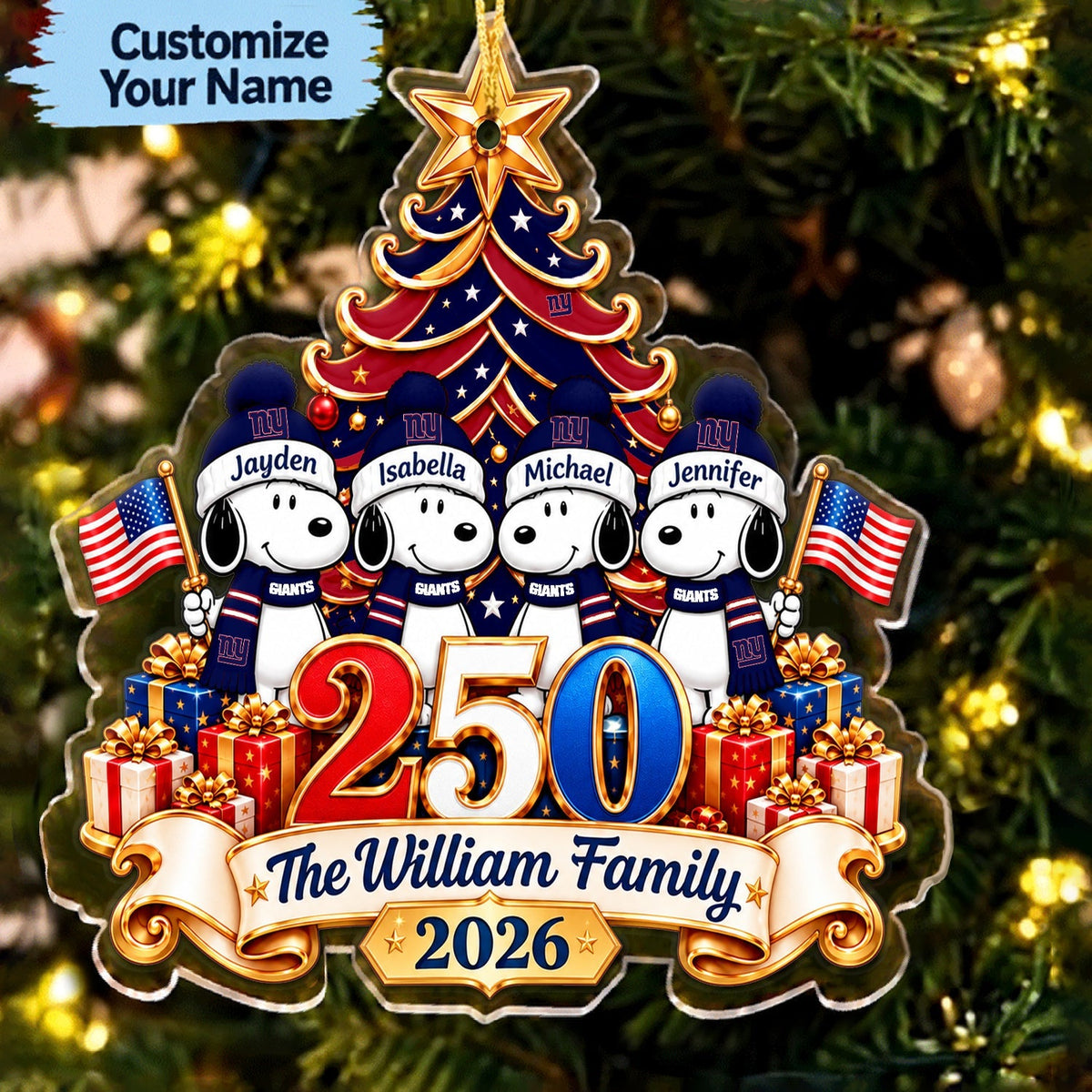 [TOUCHDOWN DEAL] NEW CUSTOMIZED NFL32 NYG NEW YORK GIANTS CHRISTMAS ACRYLIC ORNAMENT