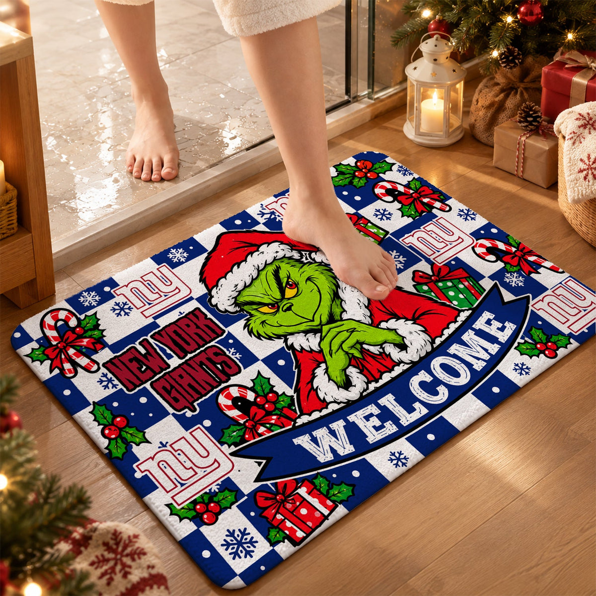 [TOUCHDOWN DEAL] NEW CUSTOMIZED NFL32 NYG THE GIANTS FLOOR MAT & DOOR MAT