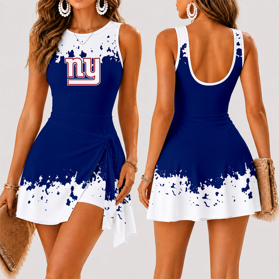 [TOUCHDOWN DEAL] NEW CUSTOMIZED NFL32 NYG NEW YORK GIANTS WOMEN'S SUMMER SKORT DRESS