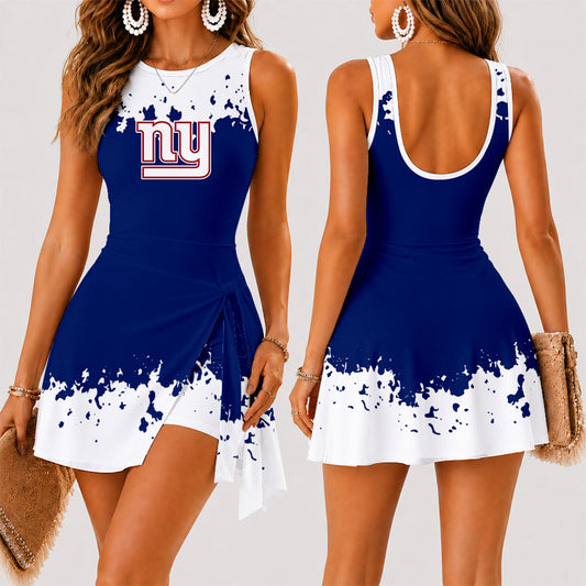 [TOUCHDOWN DEAL] NEW CUSTOMIZED NFL32 NYG NEW YORK GIANTS WOMEN'S SUMMER SKORT DRESS