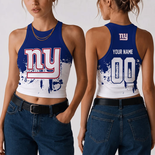 [TOUCHDOWN DEAL] NEW CUSTOMIZED NFL32 NYG THE GIANTS WOMEN'S CROP TOP