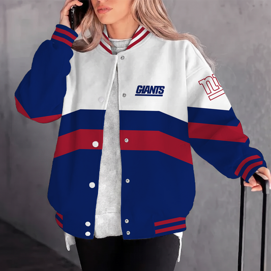 [TOUCHDOWN DEAL] NEW CUSTOMIZED NFL32 NYG NEW YORK GIANTS SATIN VARSITY & BASEBALL JACKET