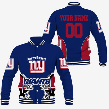[TOUCHDOWN DEAL] NEW CUSTOMIZED NFL32 NYG NEW YORK GIANTS SATIN VARSITY & BASEBALL JACKET
