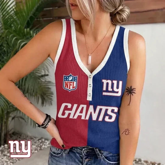 [TOUCHDOWN DEAL] NEW CUSTOMIZED NFL32 NYG NEW YORK GIANTS WOMEN'S V-NECK TANK TOP