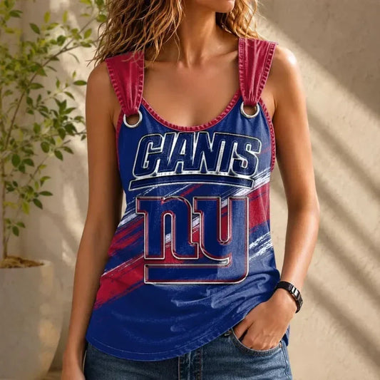[TOUCHDOWN DEAL] NEW CUSTOMIZED NFL32 NYG NEW YORK GIANTS O-RING SHOULDER TANK TOP
