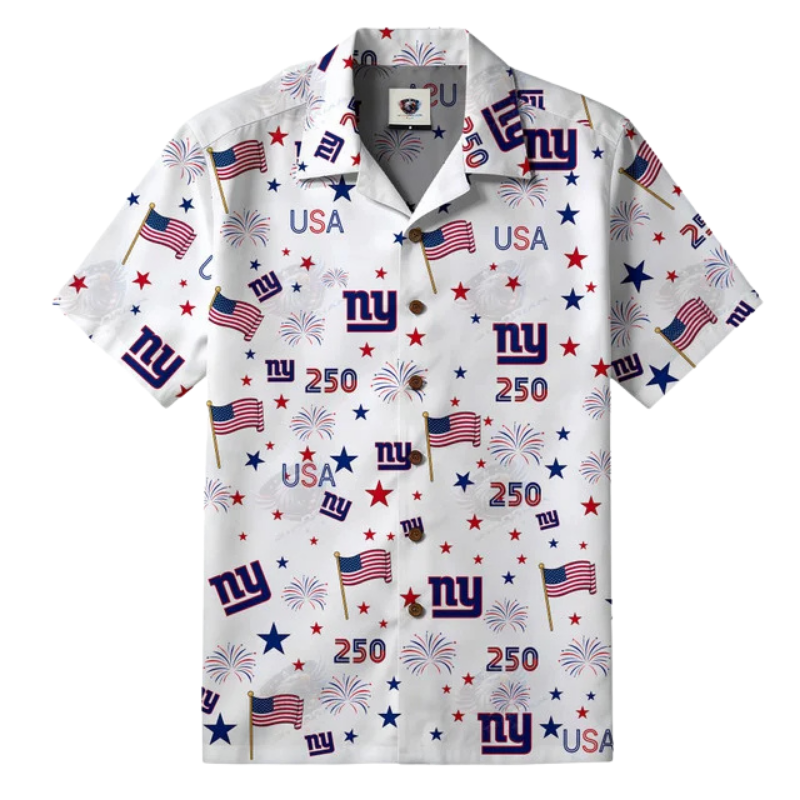 [TOUCHDOWN DEAL] NEW CUSTOMIZED NFL32 NYG NEW YORK GIANTS PATRIOTIC 250 USA HAWAIIAN SHIRT