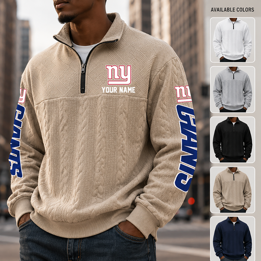 [TOUCHDOWN DEAL] NEW CUSTOMIZED NFL32 NYG NEW YORK GIANTS MULTICOLOR QUARTER-ZIP SWEATSHIRT