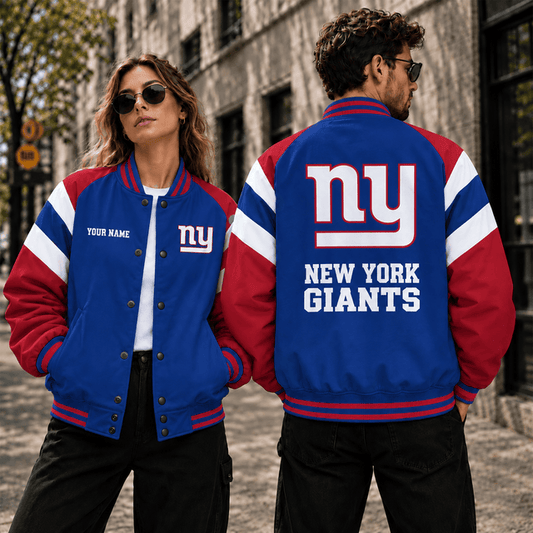 [TOUCHDOWN DEAL] NEW CUSTOMIZED NFL32 NYG NEW YORK GIANTS SATIN VARSITY & BASEBALL JACKET