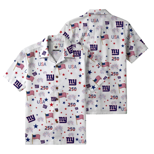 [TOUCHDOWN DEAL] NEW CUSTOMIZED NFL32 NYG NEW YORK GIANTS PATRIOTIC 250 USA HAWAIIAN SHIRT