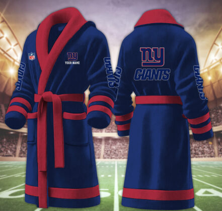 [TOUCHDOWN DEAL] NEW CUSTOMIZED NFL32 NYG NEW YORK GIANTS MULTICOLOR FLEECE BATHROBE