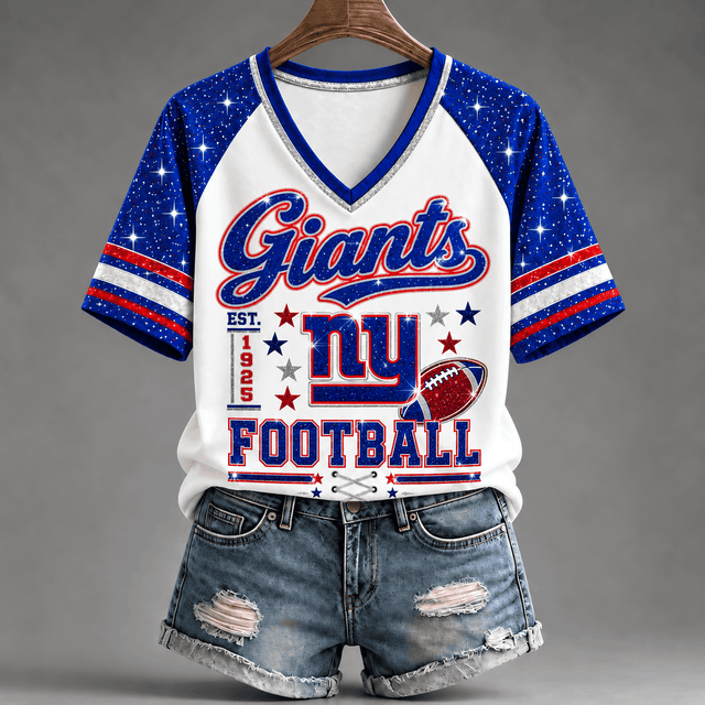 [TOUCHDOWN DEAL] NEW CUSTOMIZED NFL32 NYG THE GIANTS BUC-EE'S V-NECK FEMALE SHIRT