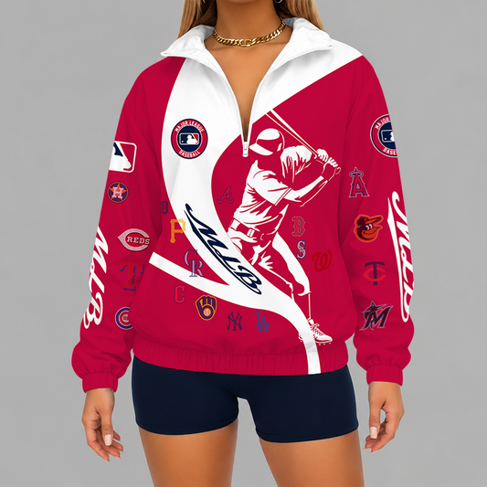 [HOMERUN DEAL] NEW CUSTOMIZED MLB32 MLB ALL TEAMS V-NECK ZIPPER SWEATSHIRT JACKET