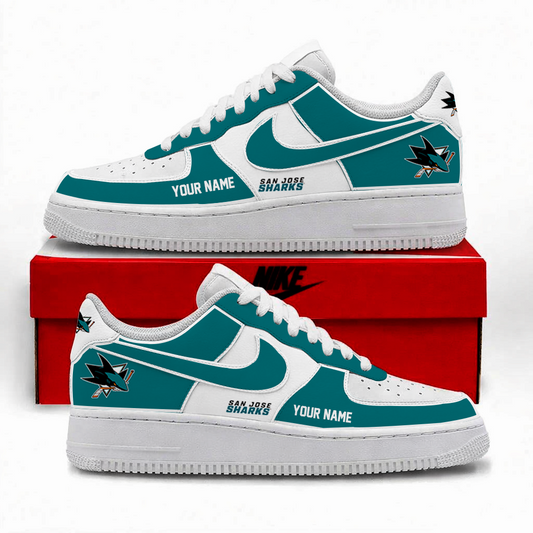 [PUCK DROP DEAL]NEW CUSTOMIZED NHL32 SJS SAN JOSE SHARKS AF1 SHOES
