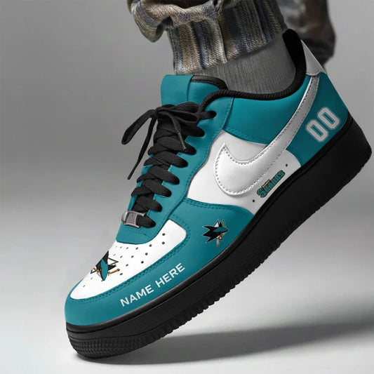 [PUCK DROP DEAL] NEW CUSTOMIZED NHL32 SJS SAN JOSE SHARKS AF1 SHOES