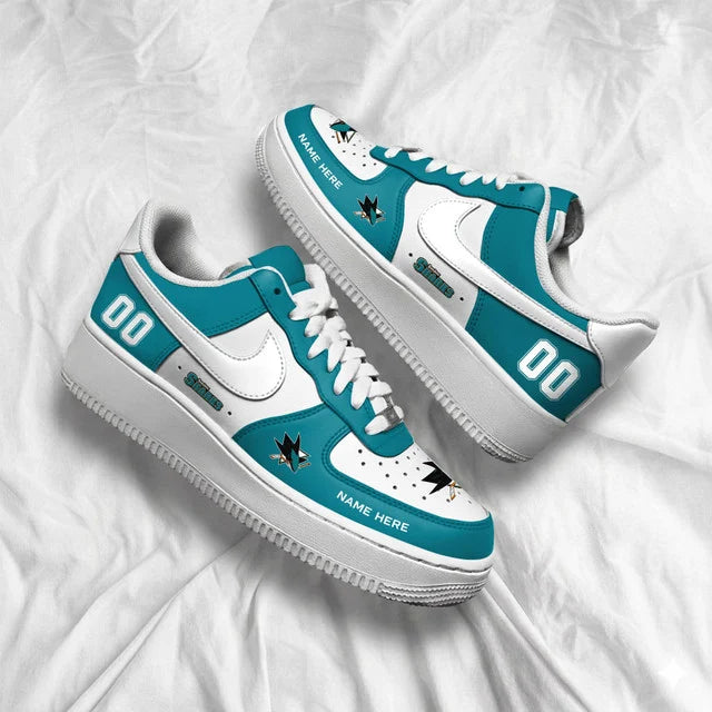 [PUCK DROP DEAL] NEW CUSTOMIZED NHL32 SJS SAN JOSE SHARKS AF1 SHOES