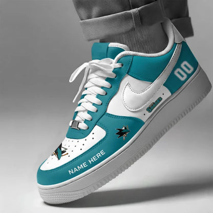 [PUCK DROP DEAL] NEW CUSTOMIZED NHL32 SJS SAN JOSE SHARKS AF1 SHOES