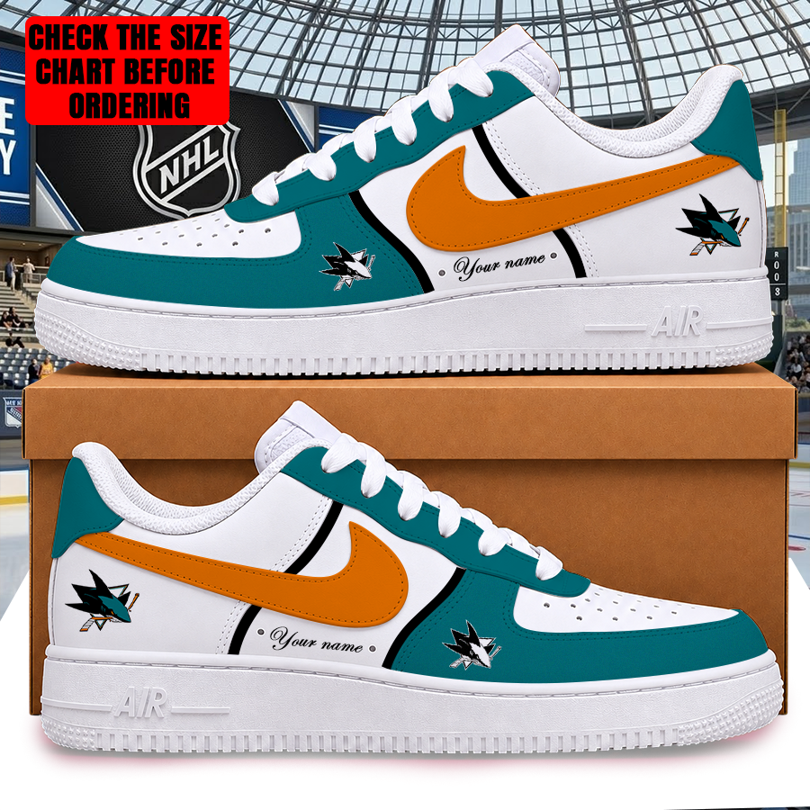 [PUCK DROP DEAL] NEW CUSTOMIZED NHL32 SJS SAN JOSE SHARKS AF1 SHOES