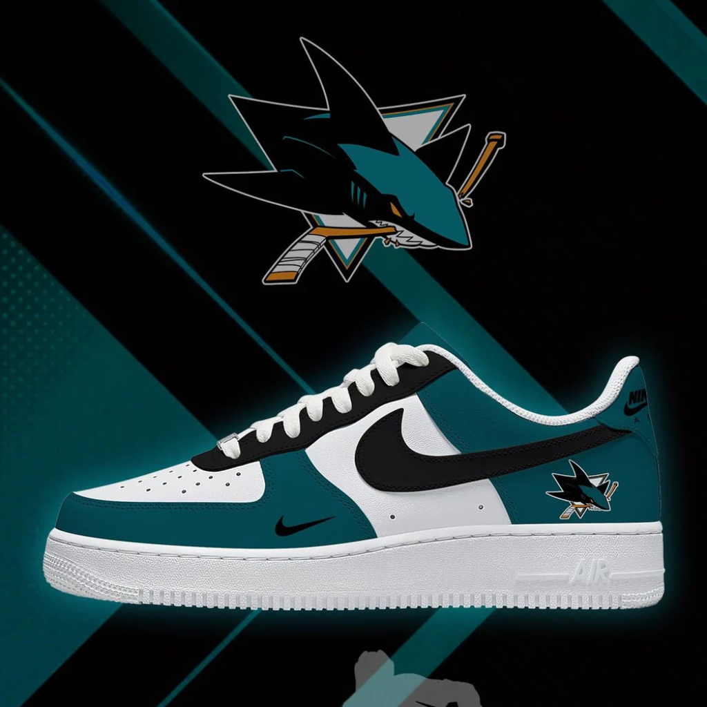 [PUCK DROP DEAL] NEW CUSTOMIZED NHL32 SJS SAN JOSE SHARKS AF1 SHOES