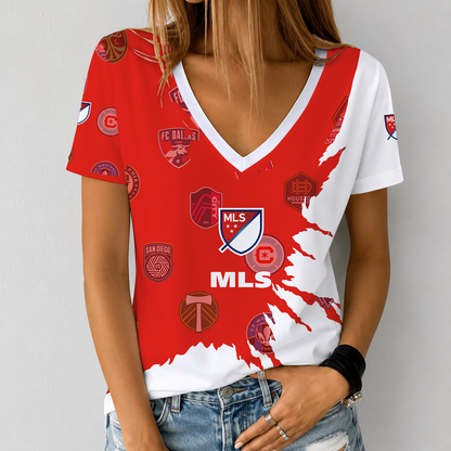 [GOAL DEAL] NEW CUSTOMIZED MLS32 SOA MLS ALL TEAM V-NECK FEMALE SHIRT