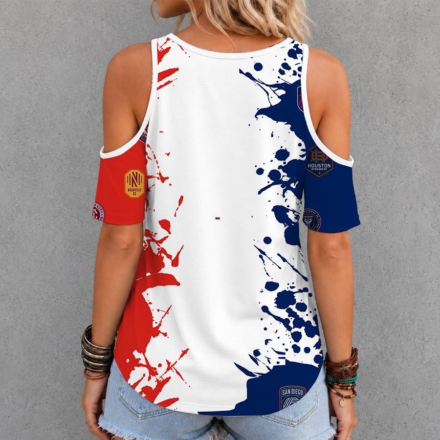 [GOAL DEAL] NEW CUSTOMIZED MLS32 SOA MLS ALL TEAM CRISS CROSS V-NECK TOP