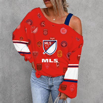 [GOAL DEAL] NEW CUSTOMIZED MLS32 MLS ALL TEAM WOMEN'S OFF-SHOULDER LONG SLEEVE SHIRT