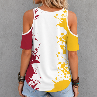 [TOUCHDOWN DEAL]NEW CUSTOMIZED NCAA FBS32 USC USC TROJANS CRISS CROSS V-NECK TOP