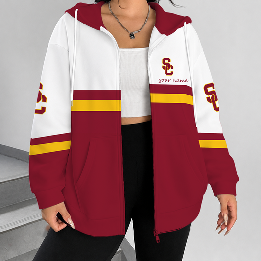[TOUCHDOWN DEAL] NEW CUSTOMIZED NCAA FBS32 USC USC TROJANS ZIP HOODIE