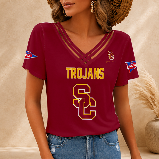 [TOUCHDOWN DEAL] NEW CUSTOMIZED NCAA FBS32 USC USC TROJANS V-NECK SHIRT