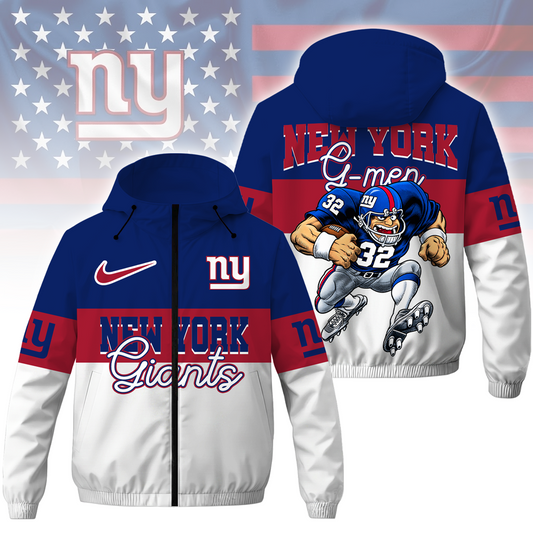 [TOUCHDOWN DEAL] NEW CUSTOMIZED NFL32 NYG NEW YORK GIANTS WINDBREAKER JACKET