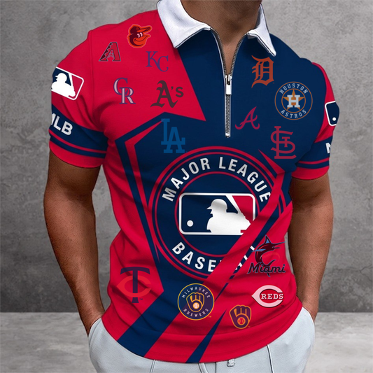 [HOMERUN DEAL] NEW CUSTOMIZED MLB32 ALL TEAMS ZIP POLO SHIRT