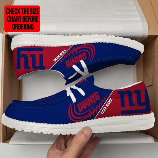 [TOUCHDOWN DEAL] NEW CUSTOMIZED NFL32 NYG NEW YORK GIANTS LOAFER SHOES