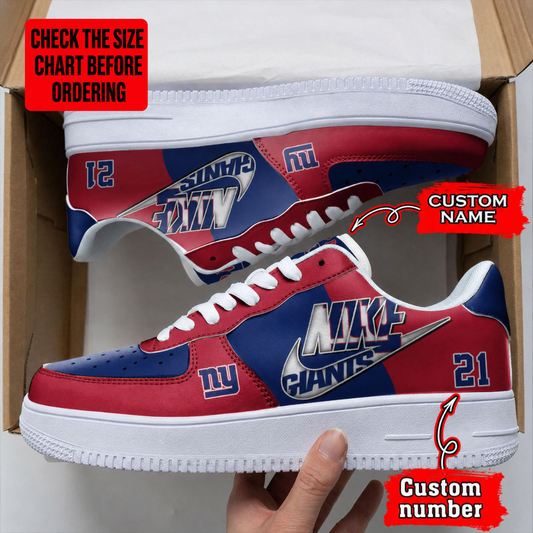 [TOUCHDOWN DEAL] NEW CUSTOMIZED NFL32 NYG NEW YORK GIANTS AF1 SHOES