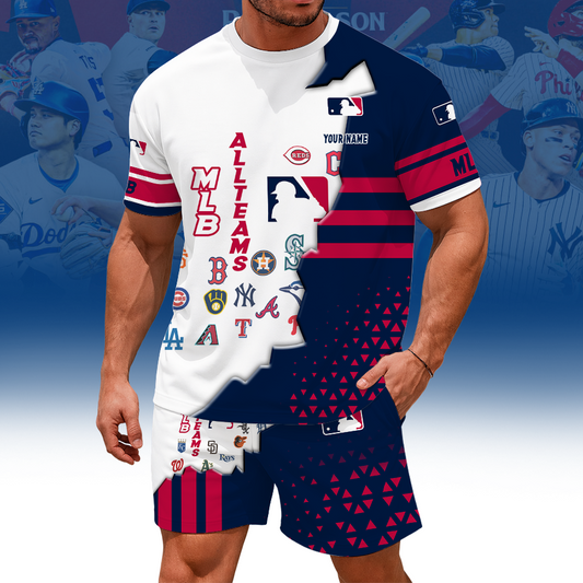 [HOMERUN DEAL] NEW CUSTOMIZED MLB32 ALL TEAMS UNISEX T-SHIRT & SHORTS SET