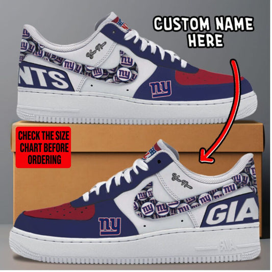 [TOUCHDOWN DEAL] NEW CUSTOMIZED NFL32 NYG NEW YORK GIANTS AF1 SNEAKERS