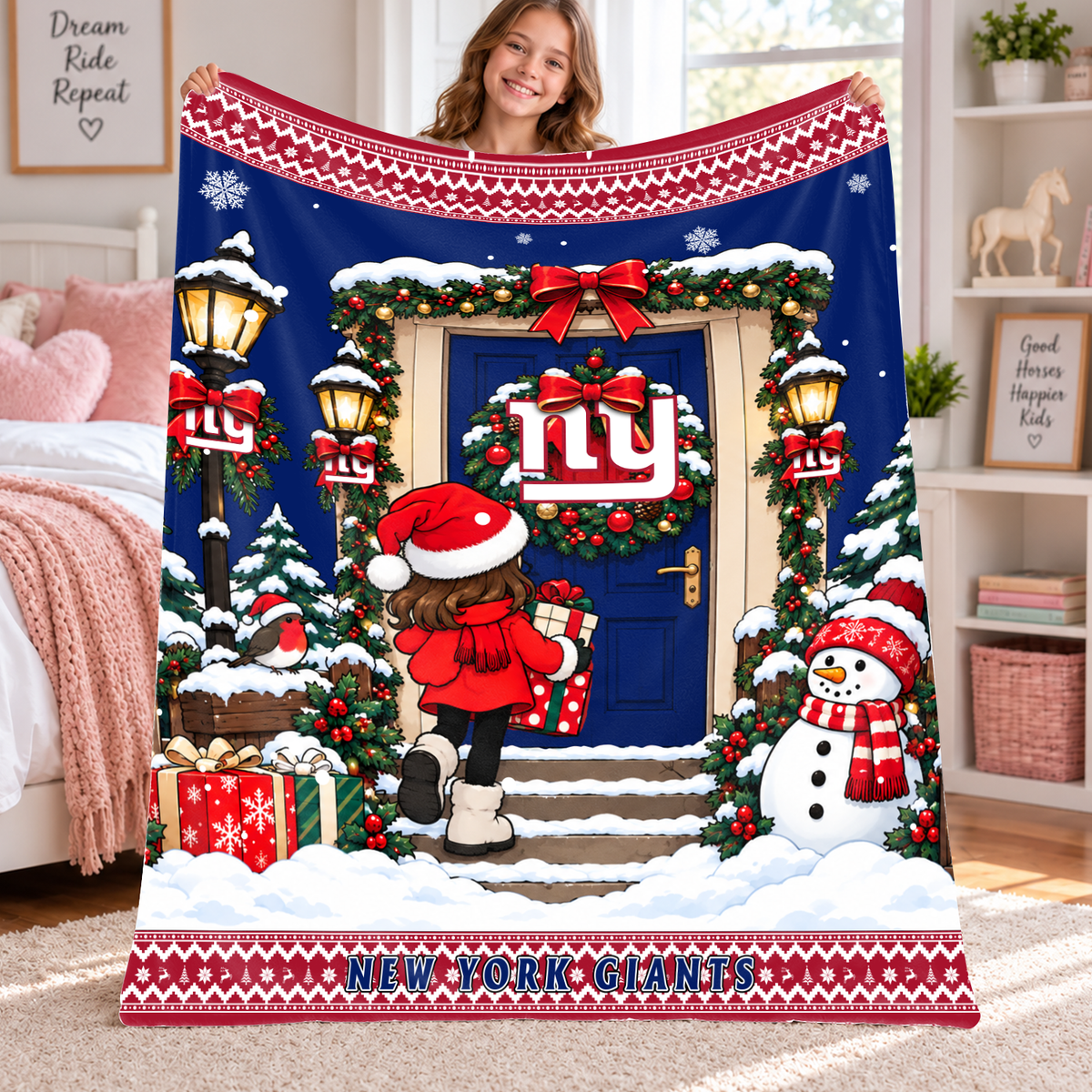 [TOUCHDOWN DEAL] NEW CUSTOMIZED NFL32 NYG THE GIANTS FLEECE BLANKET