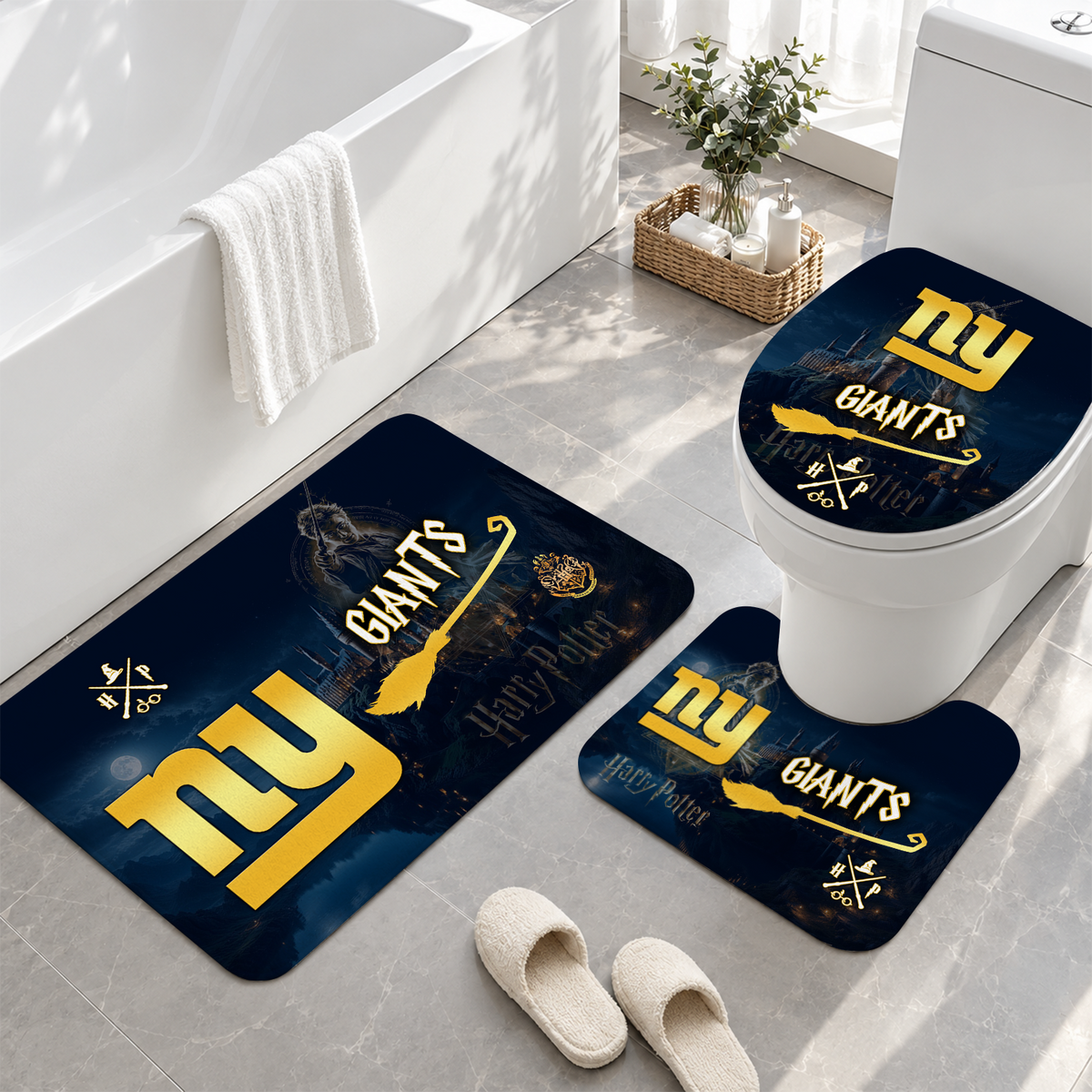 [TOUCHDOWN DEAL] NEW CUSTOMIZED NFL32 NYG NEW YORK GIANTS 3-PIECE BATHROOM RUG SET