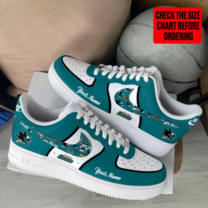[PUCK DROP DEAL] NEW CUSTOMIZED NHL32 SJS SAN JOSE SHARKS AF1 SHOES