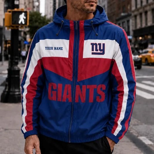 [TOUCHDOWN DEAL] NEW CUSTOMIZED NFL32 NYG NEW YORK GIANTS WINDBREAKER JACKET