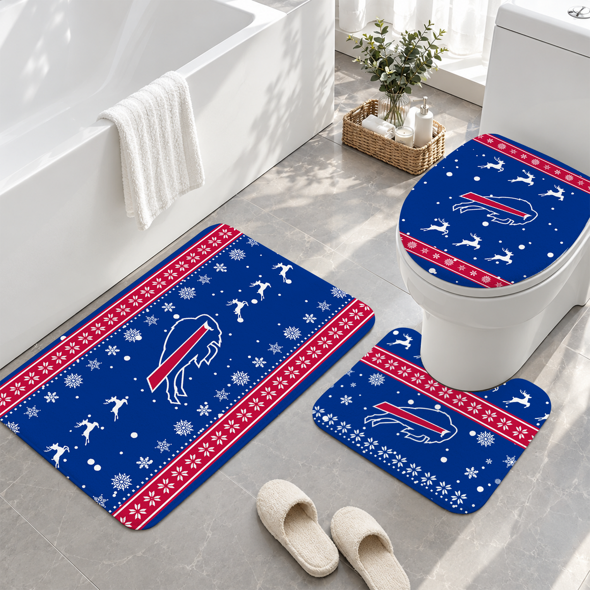 [TOUCHDOWN DEAL] NEW CUSTOMIZED NFL03 BFB BUFFALO BILLS 3-PIECE BATHROOM RUG SET