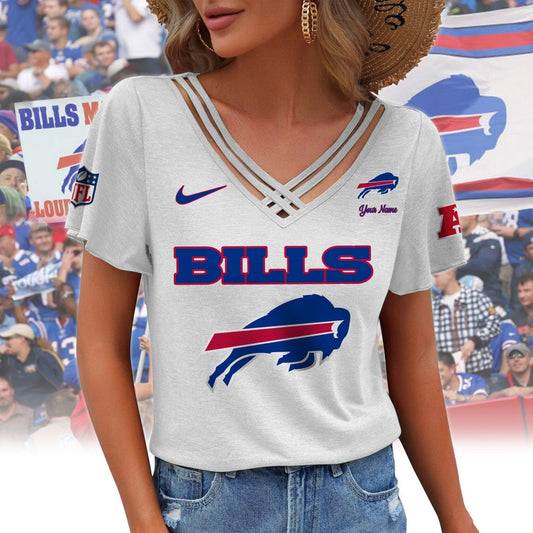 [TOUCHDOWN DEAL] NEW CUSTOMIZED NFL03 BFB BUFFALO BILLS V-NECK SHIRT