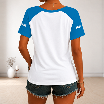 [TOUCHDOWN DEAL] NEW CUSTOMIZED NFL04 DTL DETROIT LIONS V-NECK FEMALE SHIRT