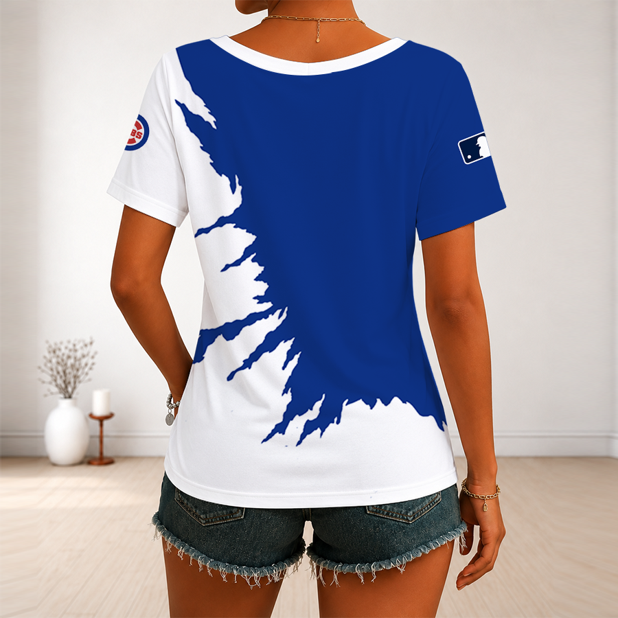 [HOMERUN DEAL] NEW CUSTOMIZED MLB04 CCS CHICAGO CUBS V-NECK FEMALE SHIRT