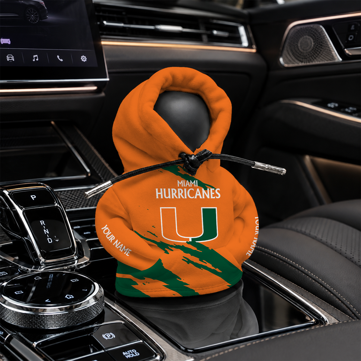 [HOMERUN DEAL] NEW CUSTOMIZED NCAA CWS04 MIH MIAMI HURRICANES AUTOMOTIVE HOODIE SHIFT KNOB COVER