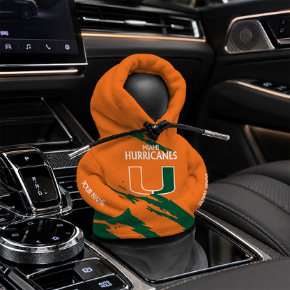 [HOMERUN DEAL] NEW CUSTOMIZED NCAA CWS04 MIH MIAMI HURRICANES AUTOMOTIVE HOODIE SHIFT KNOB COVER