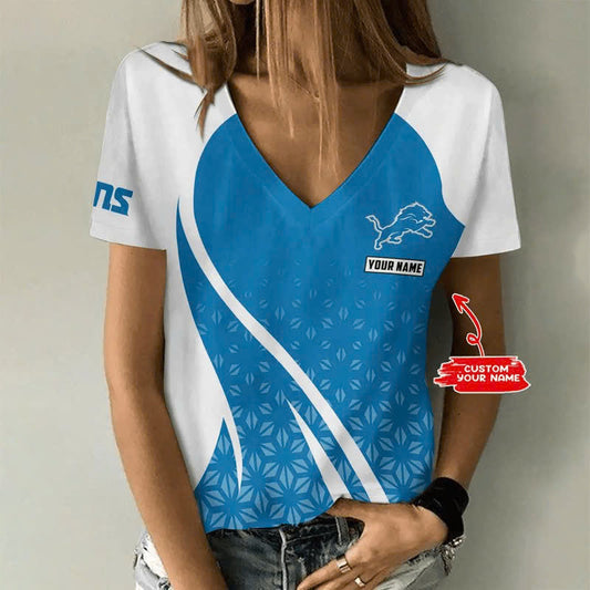 [TOUCHDOWN DEAL] NEW CUSTOMIZED NFL04 DTL DETROIT LIONS V-NECK FEMALE SHIRT