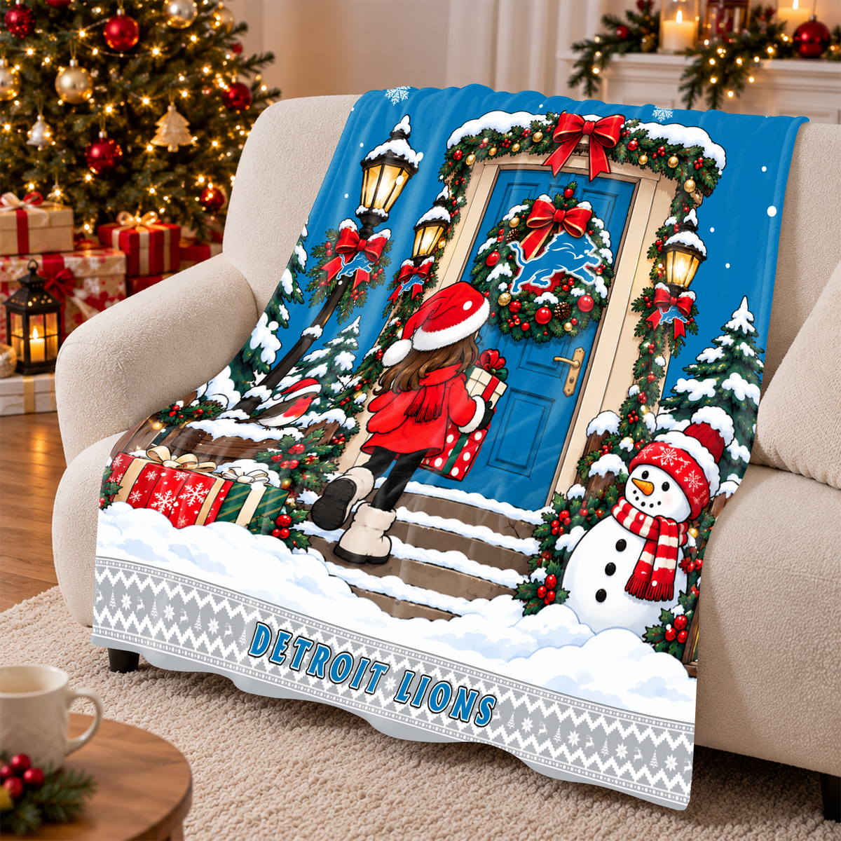 [TOUCHDOWN DEAL] NEW CUSTOMIZED NFL04 DTL THE LIONS FLEECE BLANKET