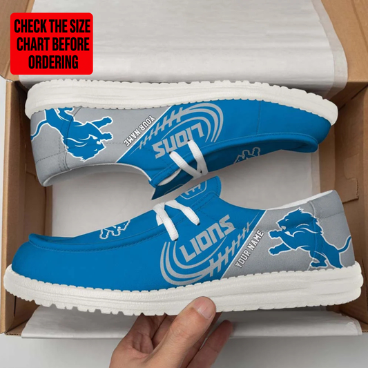 [TOUCHDOWN DEAL] NEW CUSTOMIZED NFL04 DTL DETROIT LIONS LOAFER SHOES