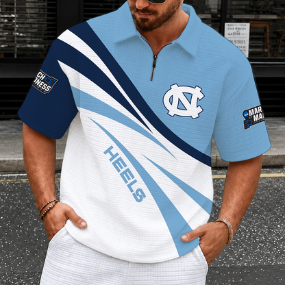[SLAM DUNK DEAL] NEW CUSTOMIZED NCAA MAM05 NTH NORTH CAROLINA TAR HEELS QUARTER-ZIP POLO SHIRT