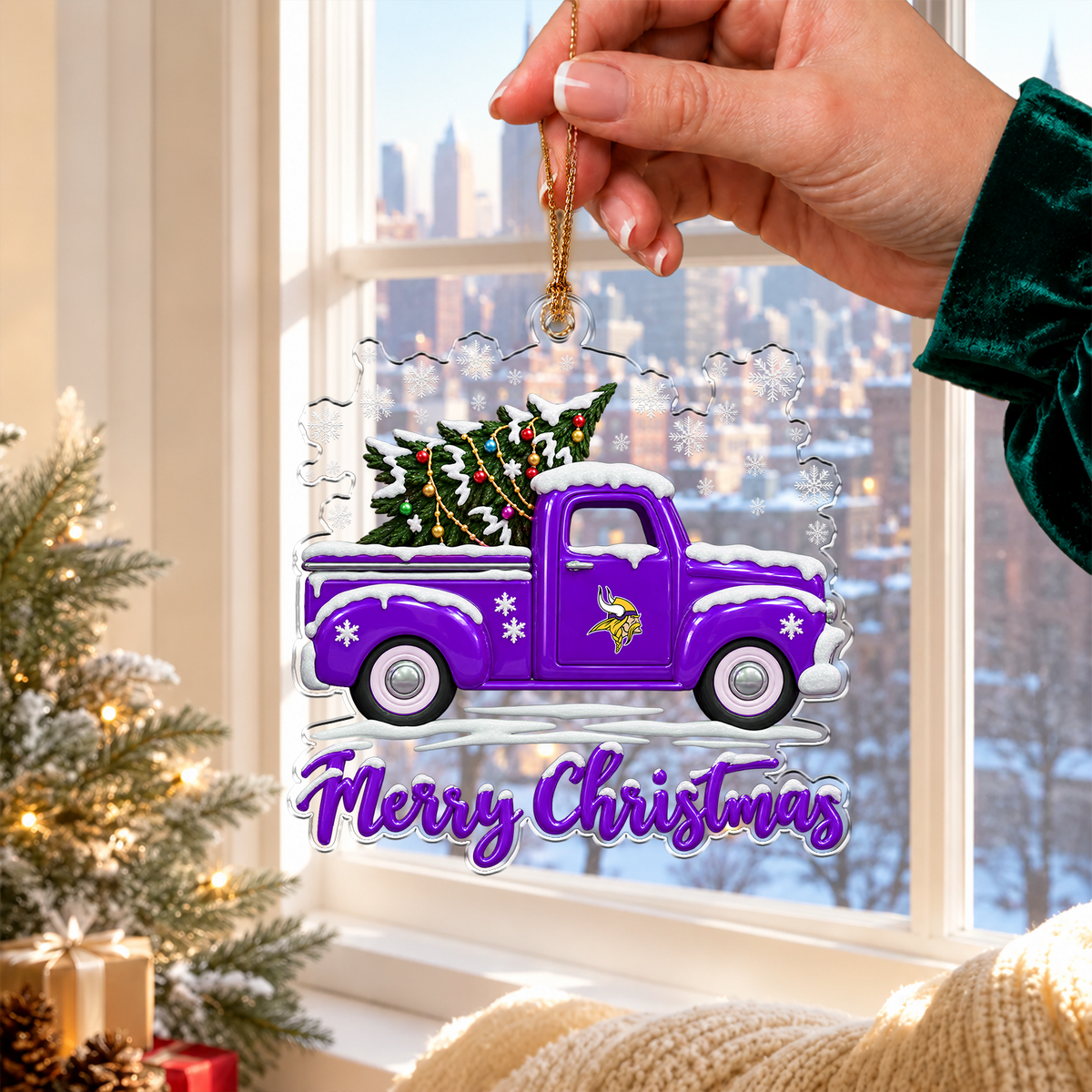 [TOUCHDOWN DEAL] NEW CUSTOMIZED NFL05 MVK MINNESOTA VIKINGS CHRISTMAS ACRYLIC ORNAMENT